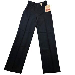 Vintage 70s Levi's Bend Over Woven Pants 10 Black Deadstock USA Straight Office